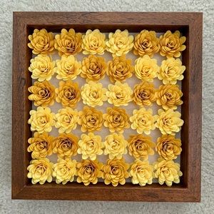 Yellow Daisy Handmade Paper Flower Shadow Box